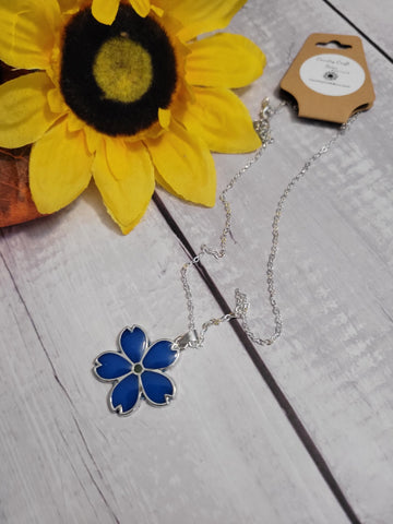 Fun Florals - Blue Country Craft Barn Necklace (#640)