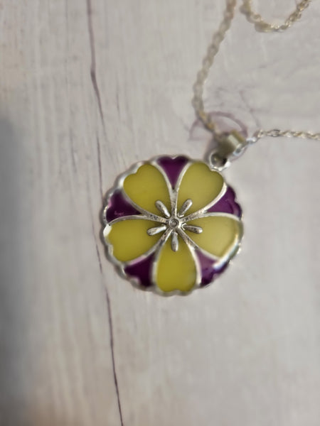 Fun Florals - Yellow/Purple Country Craft Barn Necklace (#641)