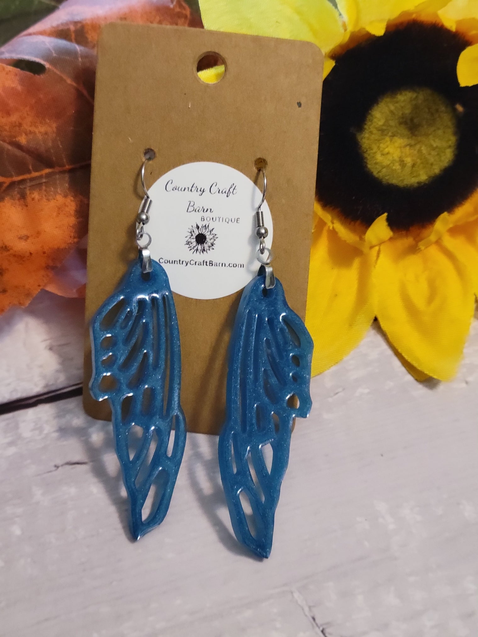 Just Winging It - Teal Country Craft Barn Earrings (#293)