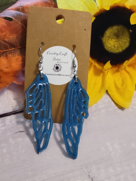 Just Winging It - Teal Country Craft Barn Earrings (#293)