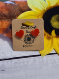 Little Diva -Heart Red Post Country Craft Barn Earrings (#1520)