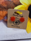 Little Diva - Flat Hexagon Red Post Country Craft Barn Earrings (#1518)