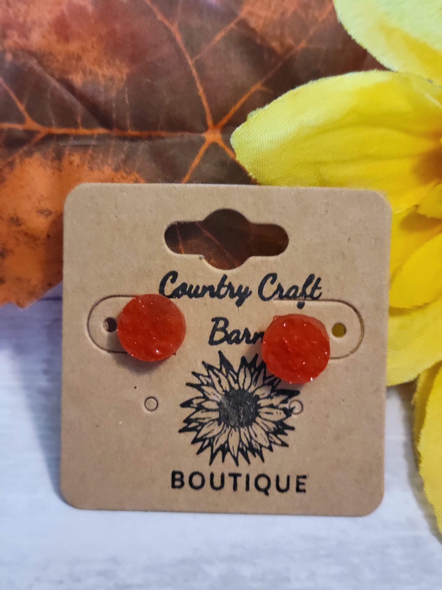 Little Diva - Textured Round Red Post Country Craft Barn Earrings (#1517)