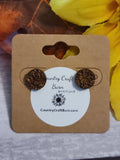 Little Diva - Brown Mica Textured Round Post Country Craft Barn Earrings (#1513)
