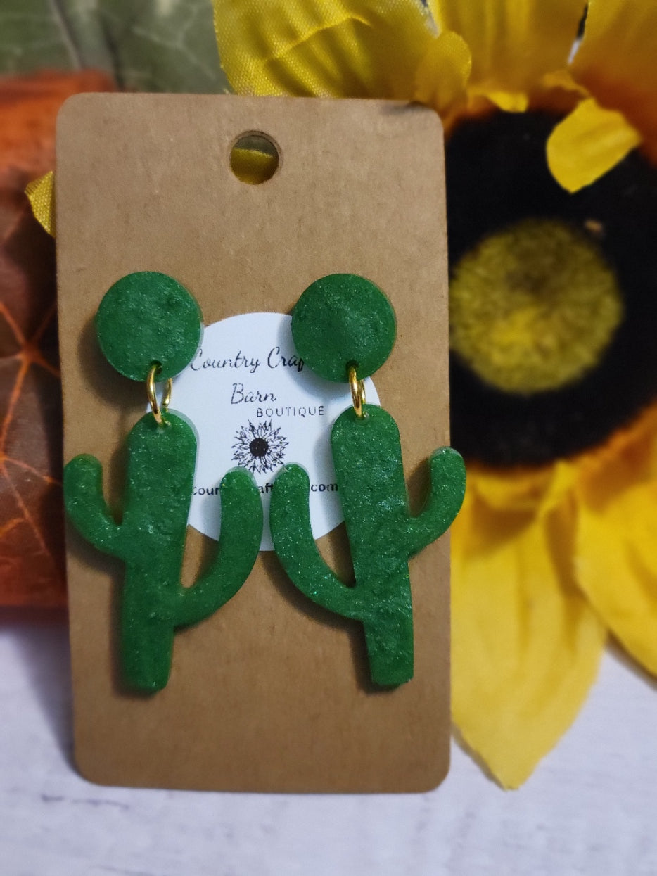 Cactus if you can - Green Country Craft Barn Earrings (#292)