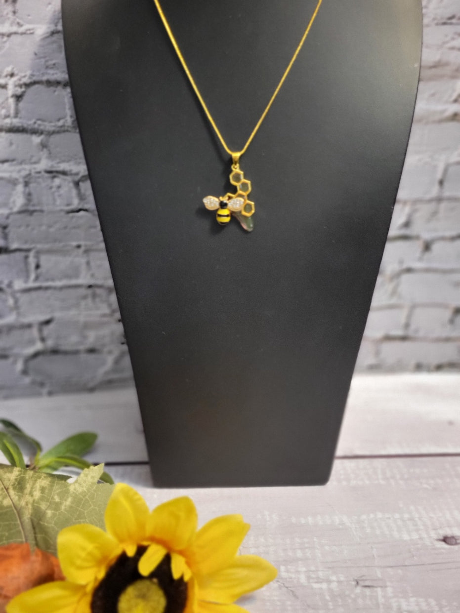 Bee-u-tiful Jewels - Gold Bumble Bee Country Craft Barn Necklace (#642)