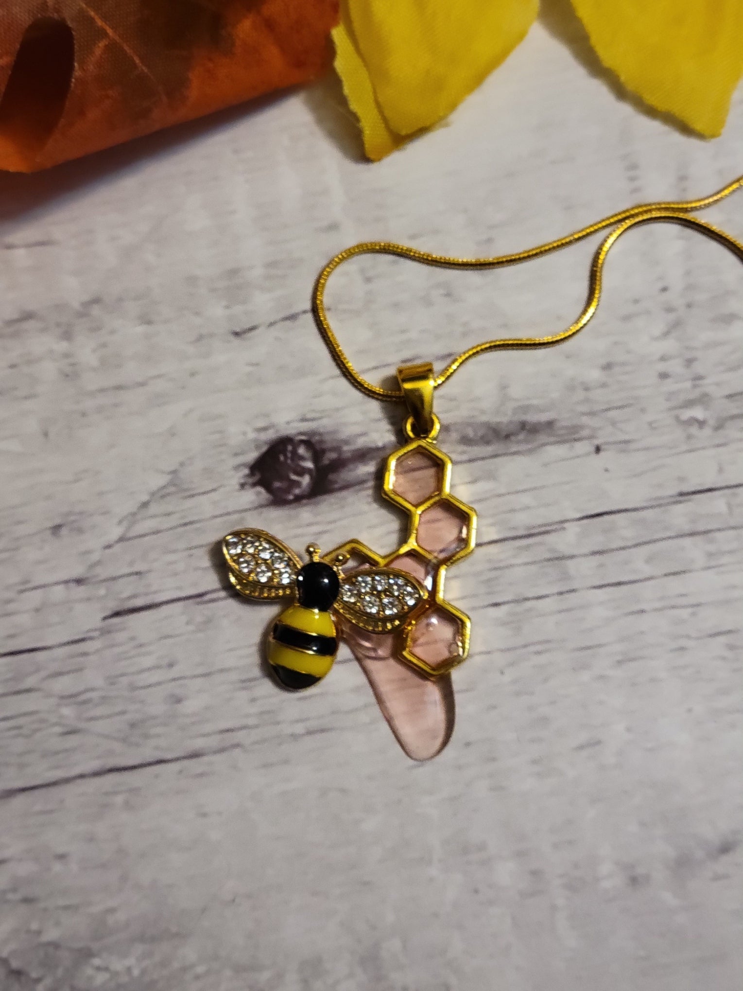 Bee-u-tiful Jewels - Gold Bumble Bee Country Craft Barn Necklace (#642)