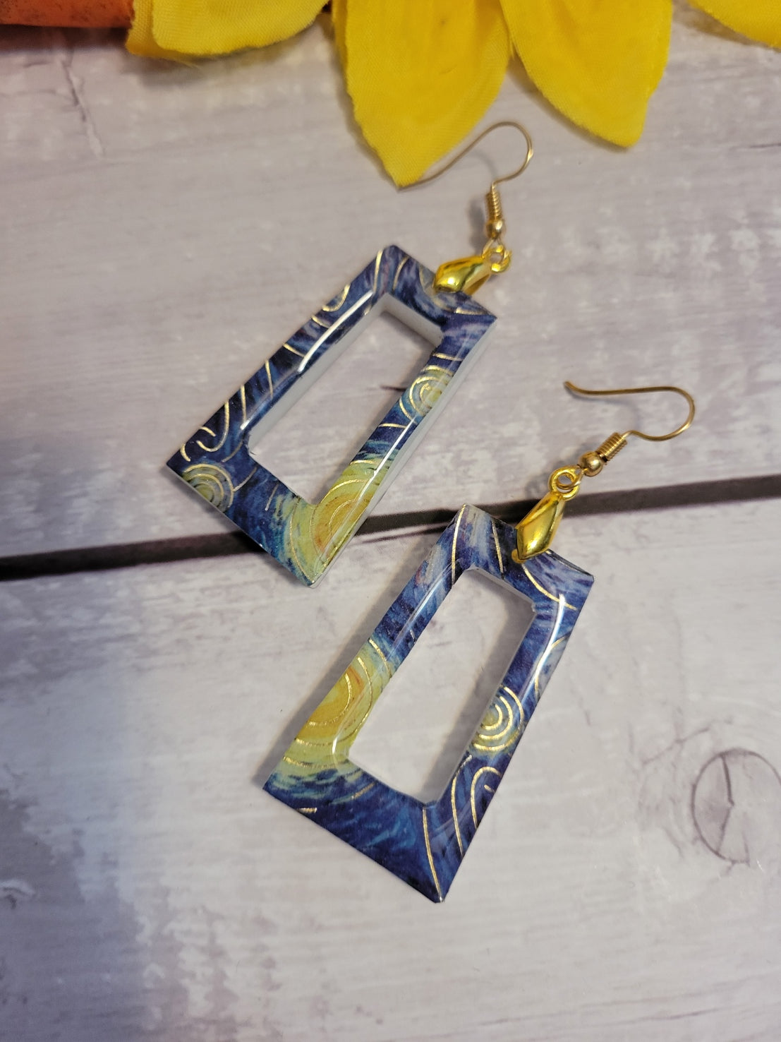 Starry Night Sky - Blue Country Craft Barn Earrings (#298)