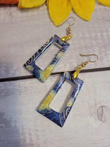 Starry Night Sky - Blue Country Craft Barn Earrings (#298)