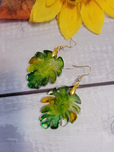 Palm Leaf Tie Dye - Green Country Craft Barn Earrings (#301E)