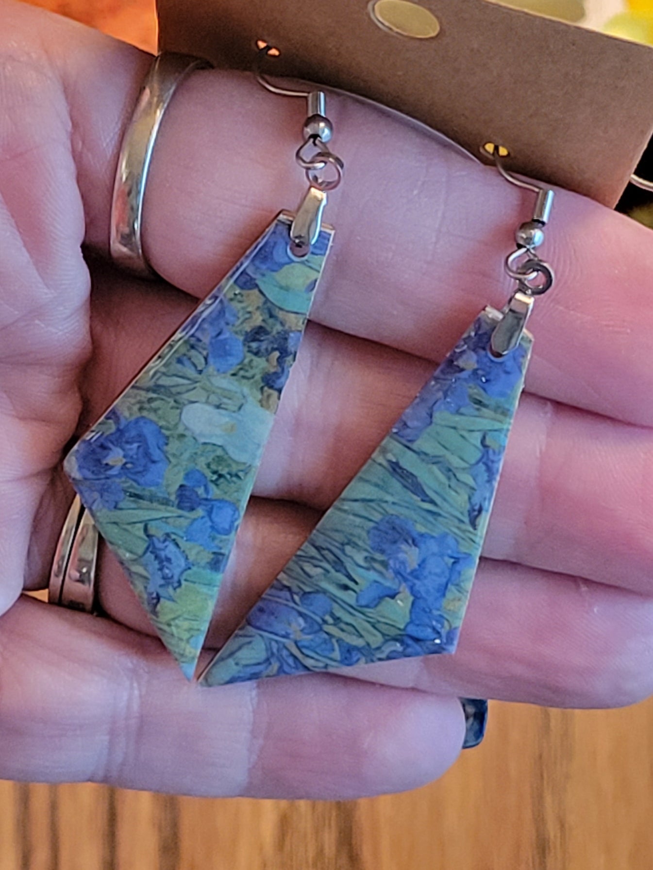 Wonders of Watercolor -  Triangle Country Craft Barn Earrings (#304E)