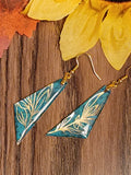 Golden Floral - Teal Triangle Country Craft Barn Earrings (#303E)