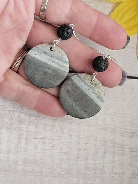 Simply Stone- Gray Country Craft Barn Earrings (#316E)