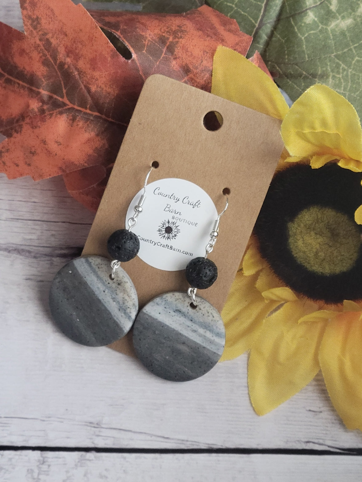 Simply Stone- Gray Country Craft Barn Earrings (#316E)