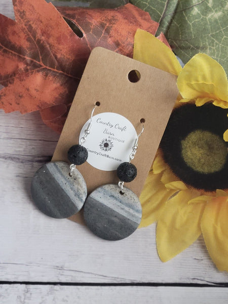 Simply Stone- Gray Country Craft Barn Earrings (#316E)