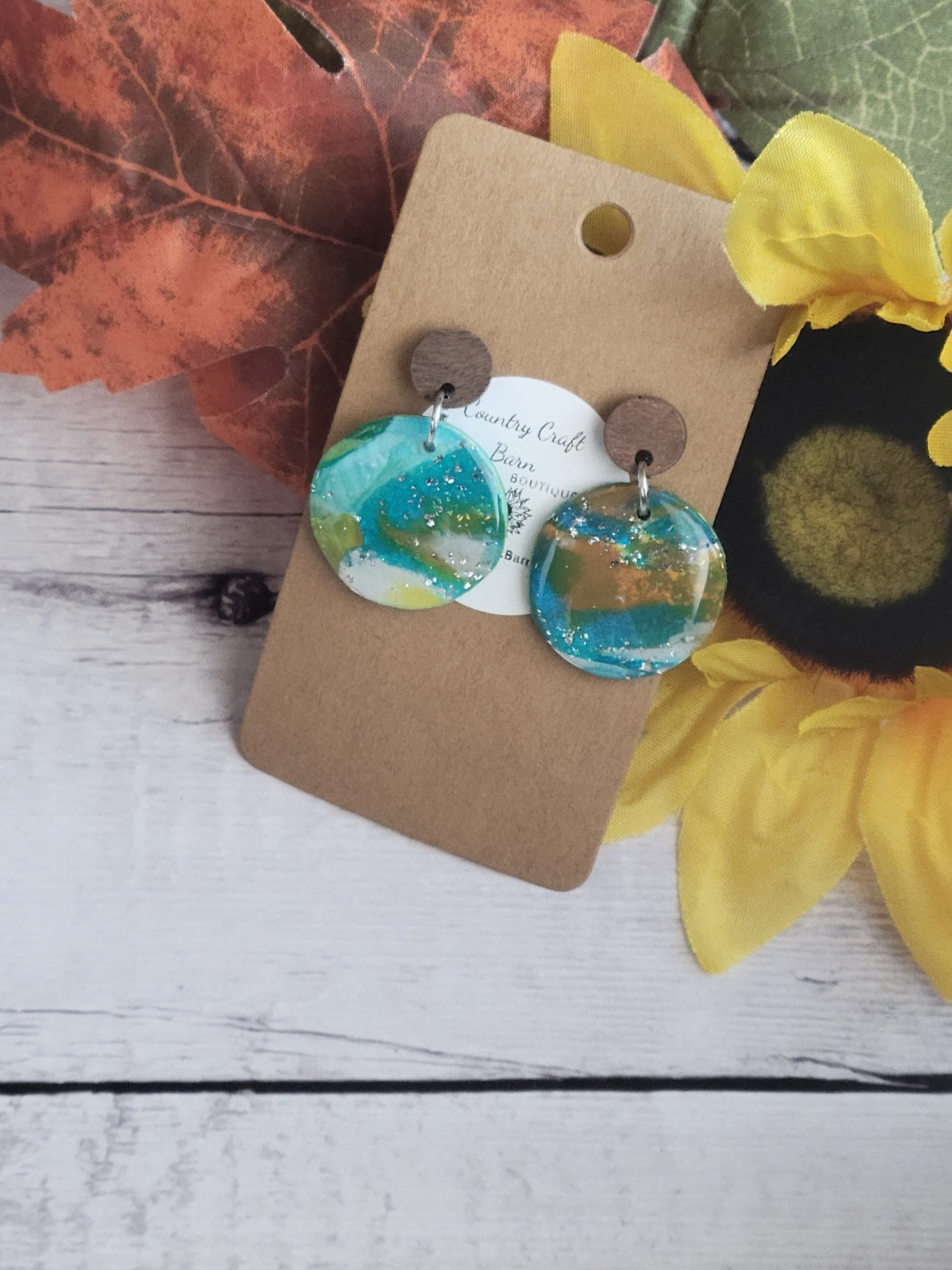 Painted Canvas - Multi Color Country Craft Barn Earrings (#310E)