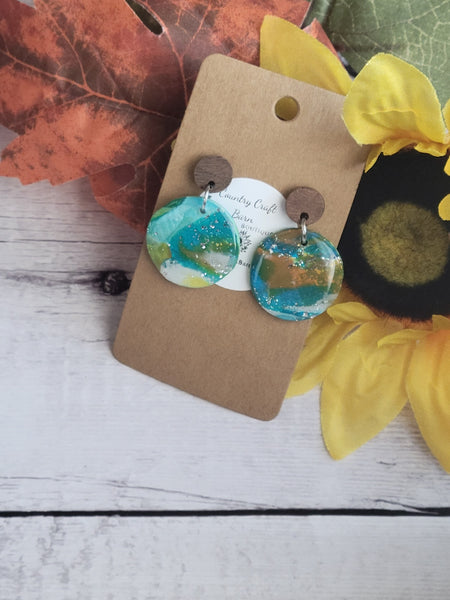 Painted Canvas - Multi Color Country Craft Barn Earrings (#310E)