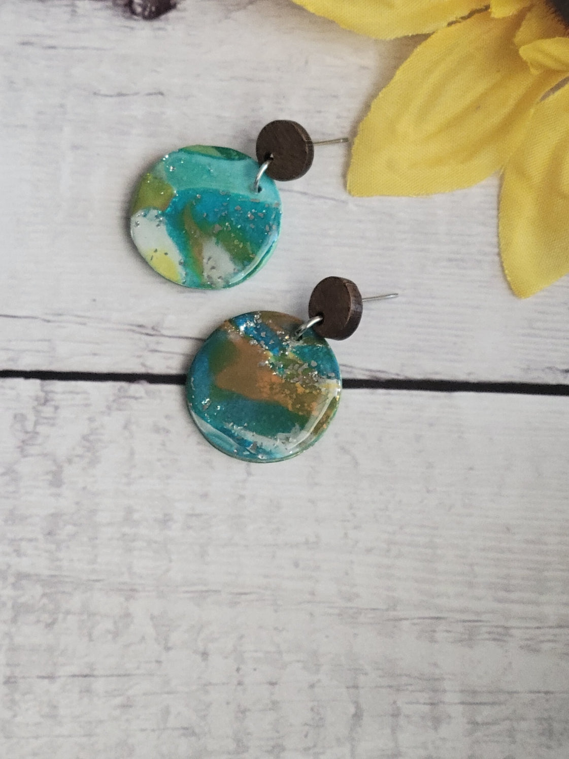 Painted Canvas - Multi Color Country Craft Barn Earrings (#310E)