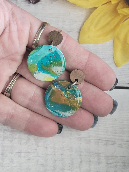 Painted Canvas - Multi Color Country Craft Barn Earrings (#310E)