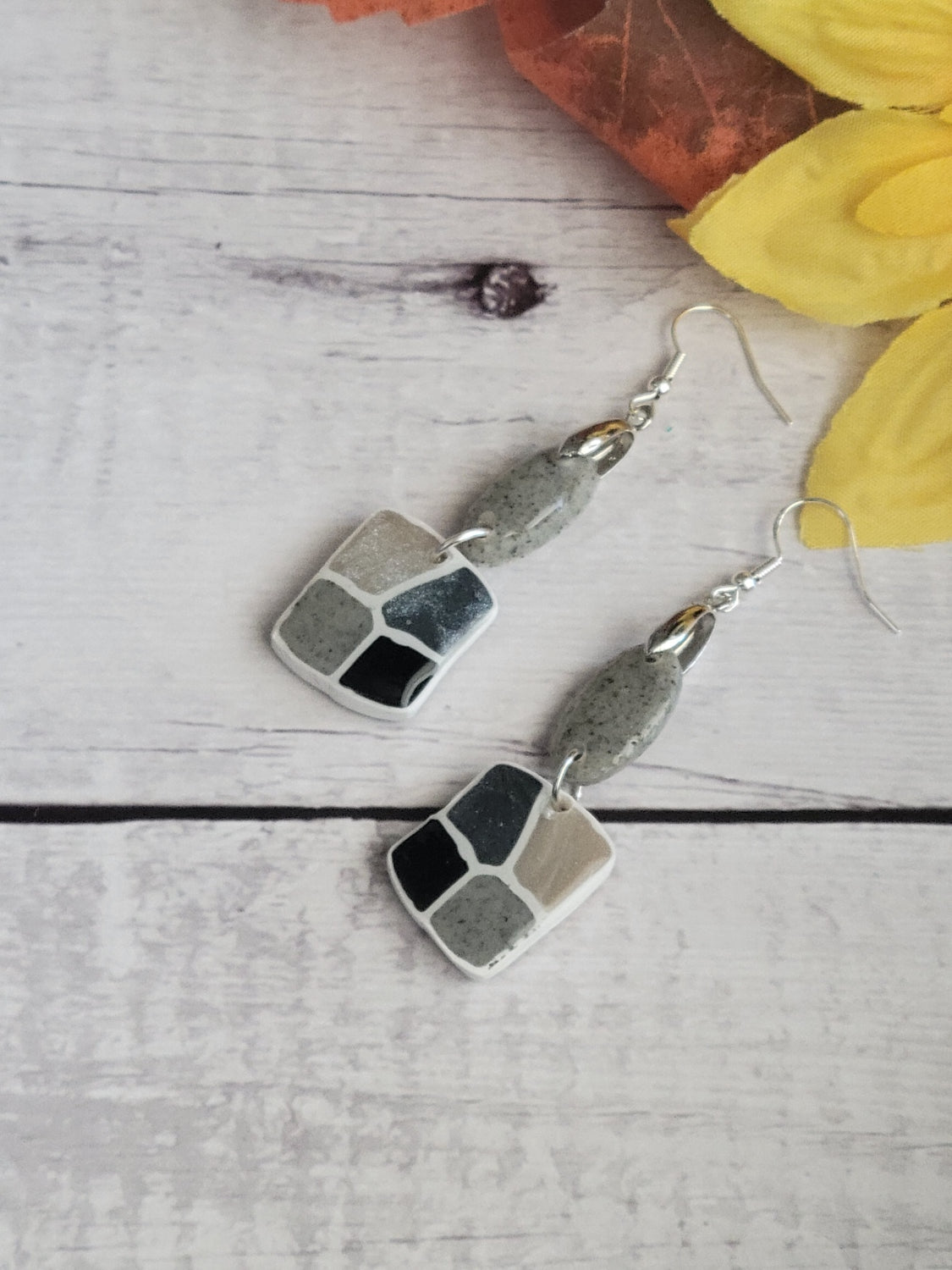 Cobble Stone - Neutral Greys Country Craft Barn Earrings (#308E)