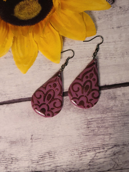 Decorative Drop - Purple Country Craft Barn Earrings (#307E)