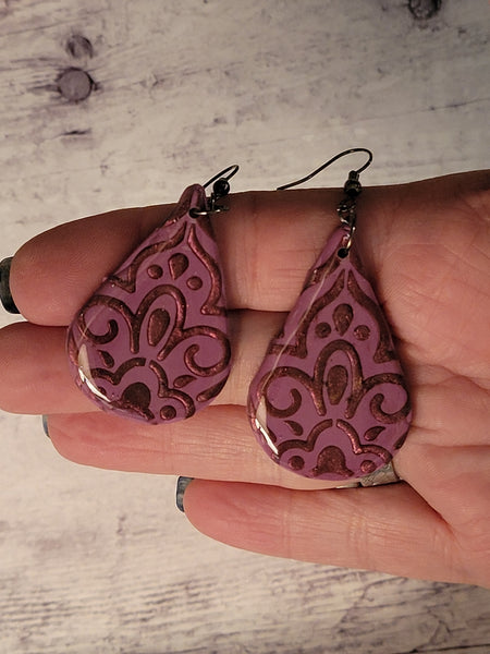 Decorative Drop - Purple Country Craft Barn Earrings (#307E)