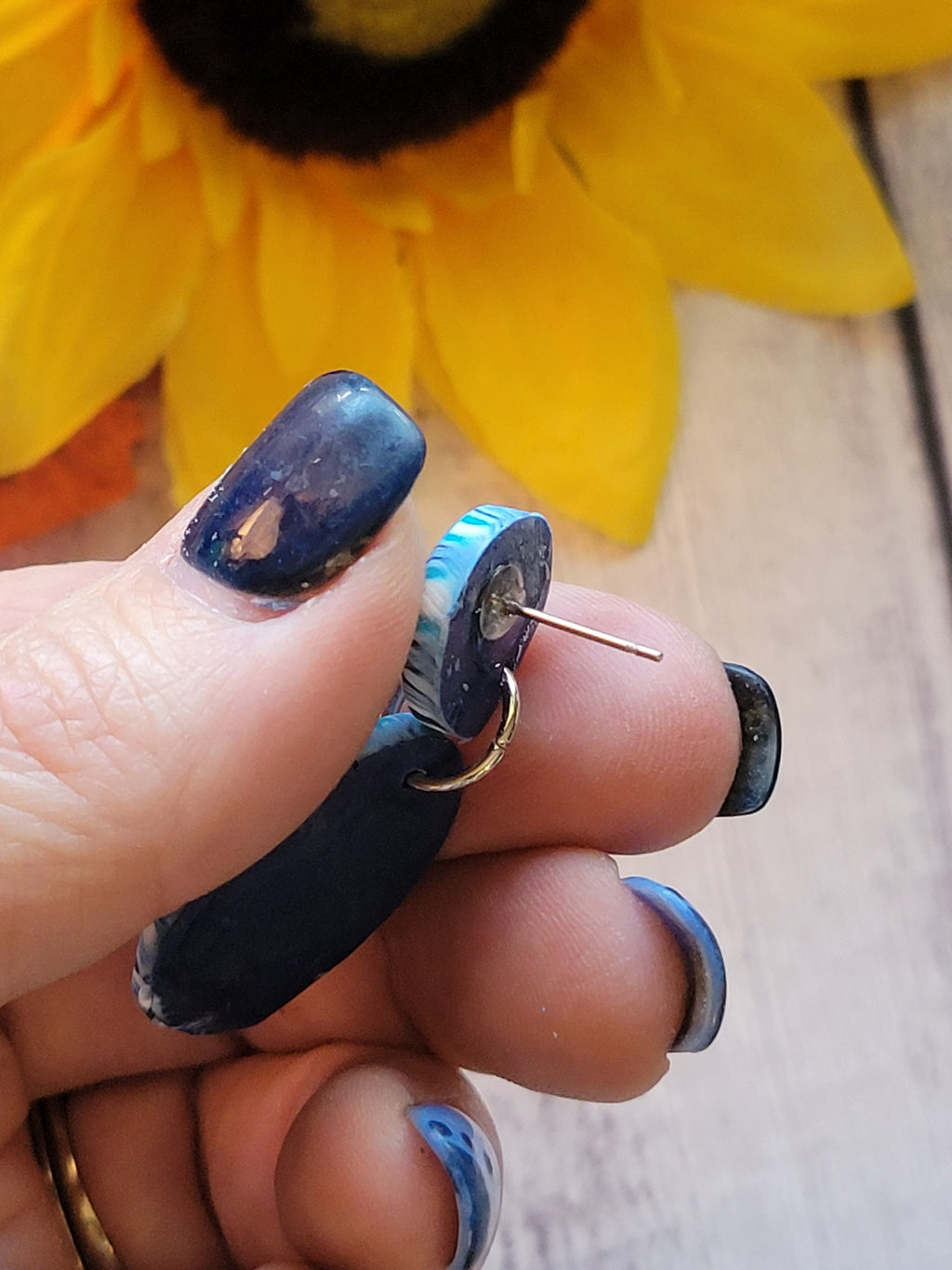 Cobble Cane - Blue Country Craft Barn Earrings (#320E)