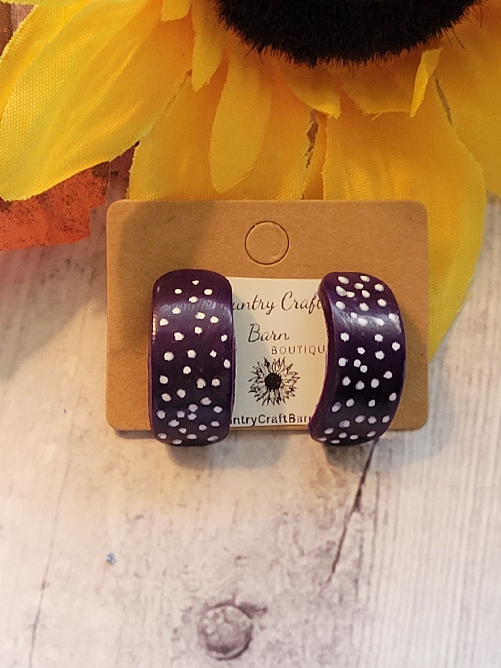 Polka Dot Paradise - Purple Country Craft Barn Earrings (#321E)