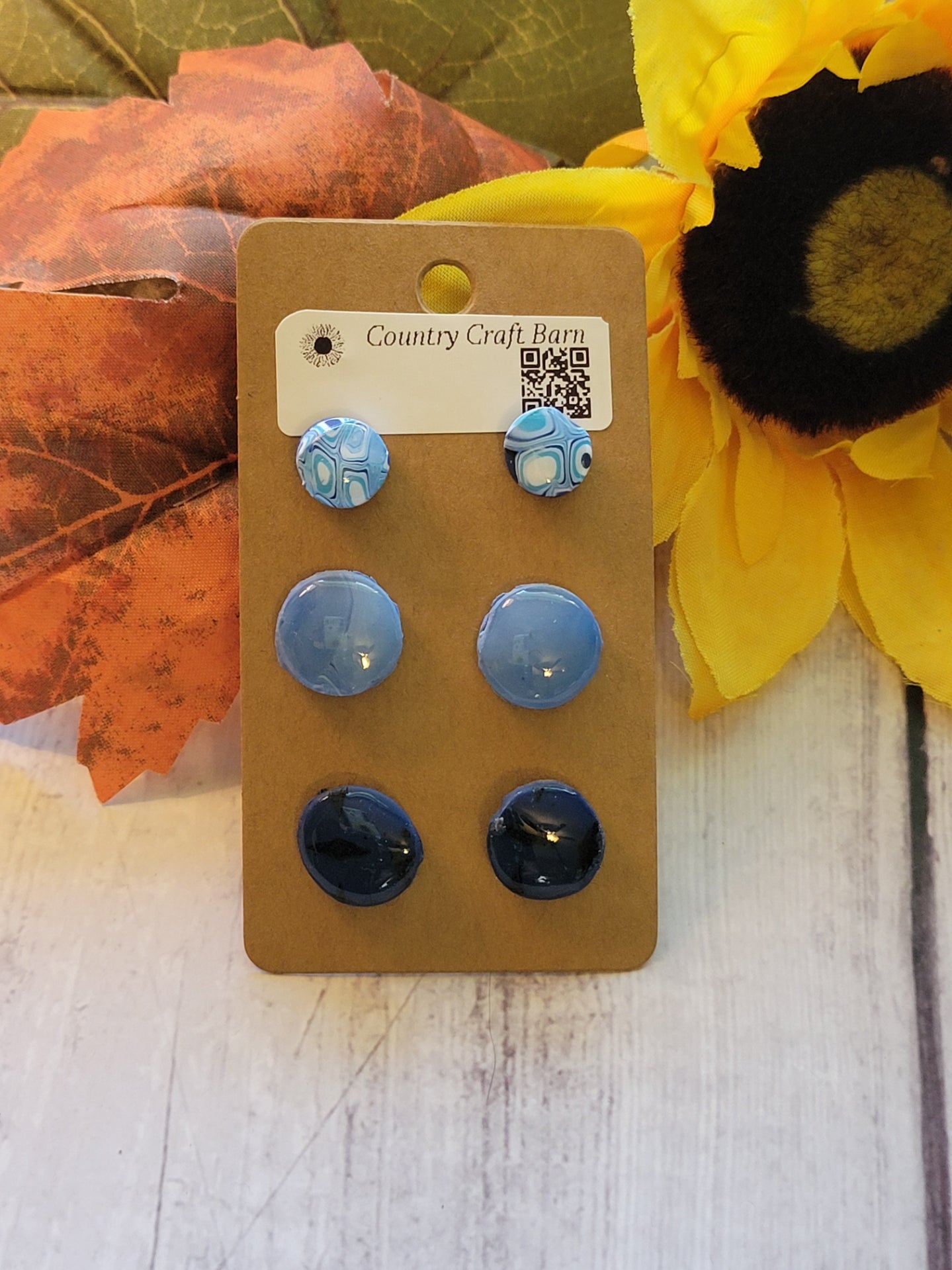 Ocean Breeze Trio - Blue Country Craft Barn Earrings (#900S)