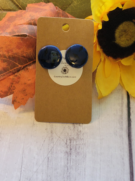 Midnight Geometry - Blue Country Craft Barn Earrings (#331E)
