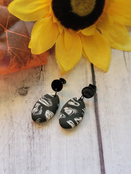 The Black and White of it - Black/White Cane Tile Country Craft Barn Earrings (#326E)