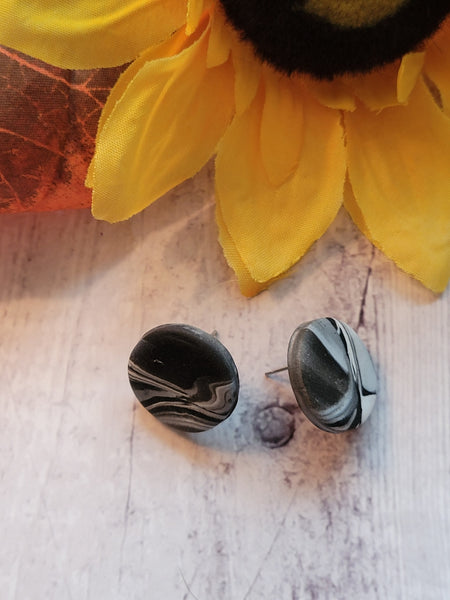 Marble Madness Post Back - Black Country Craft Barn Earrings (#325E)