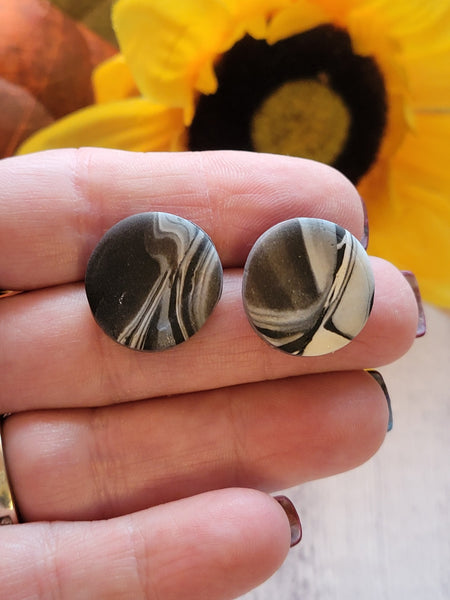 Marble Madness Post Back - Black Country Craft Barn Earrings (#325E)