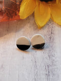 Monochrome Elegance - Black/White Country Craft Barn Earrings (#328E)