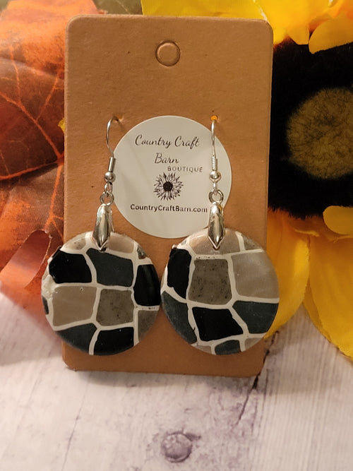 Cobble Charm - Neutral Greys Country Craft Barn Earrings (#344E)