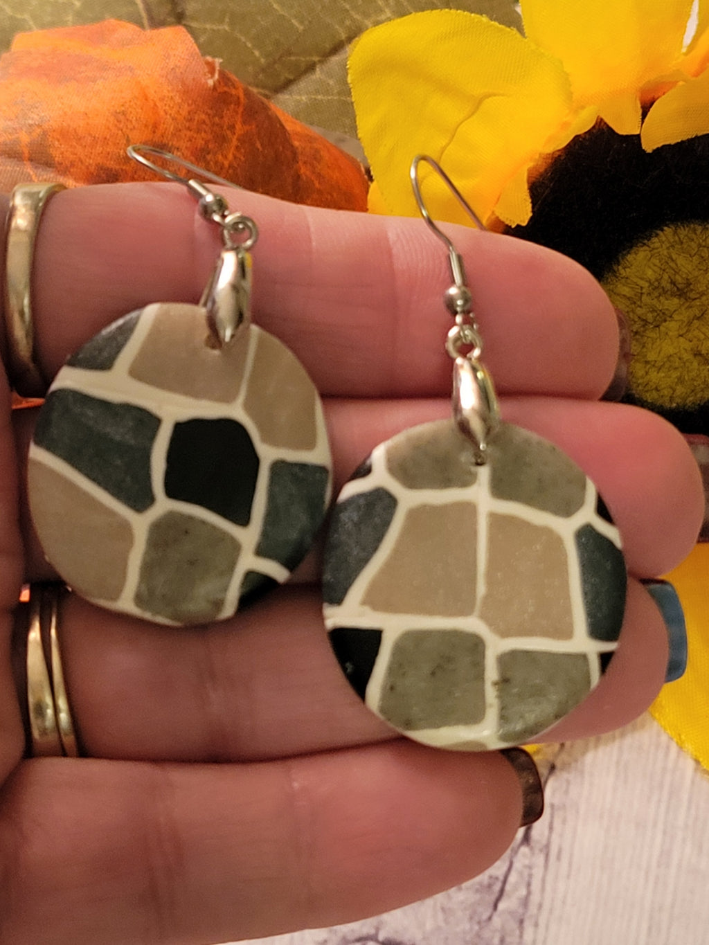 Cobble Charm - Neutral Greys Country Craft Barn Earrings (#344E)