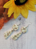 Floating Daisies Double - Pale Yellow Country Craft Barn Earrings (#340E)