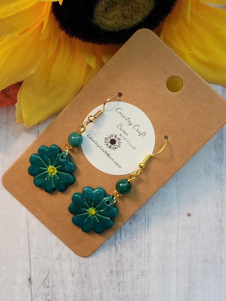 Emerald Blossom Drops - Country Craft Barn Earrings (#336E)
