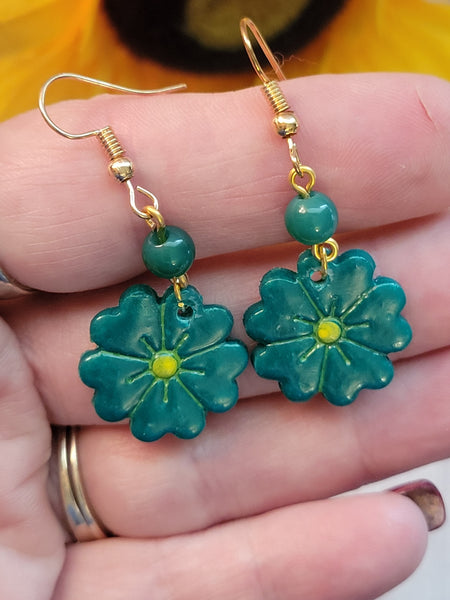 Emerald Blossom Drops - Country Craft Barn Earrings (#336E)