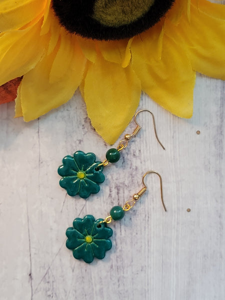 Emerald Blossom Drops - Country Craft Barn Earrings (#336E)