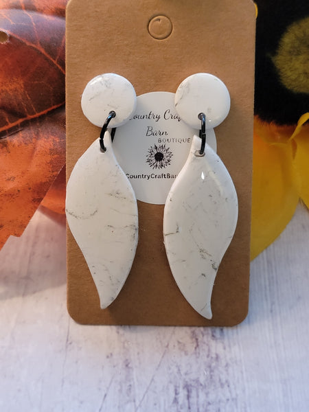 White Noise - White Country Craft Barn Earrings (#348E)