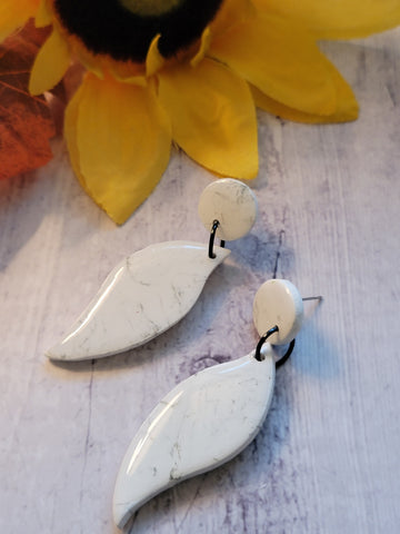 White Noise - White Country Craft Barn Earrings (#348E)