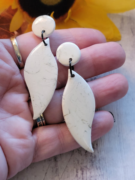 White Noise - White Country Craft Barn Earrings (#348E)