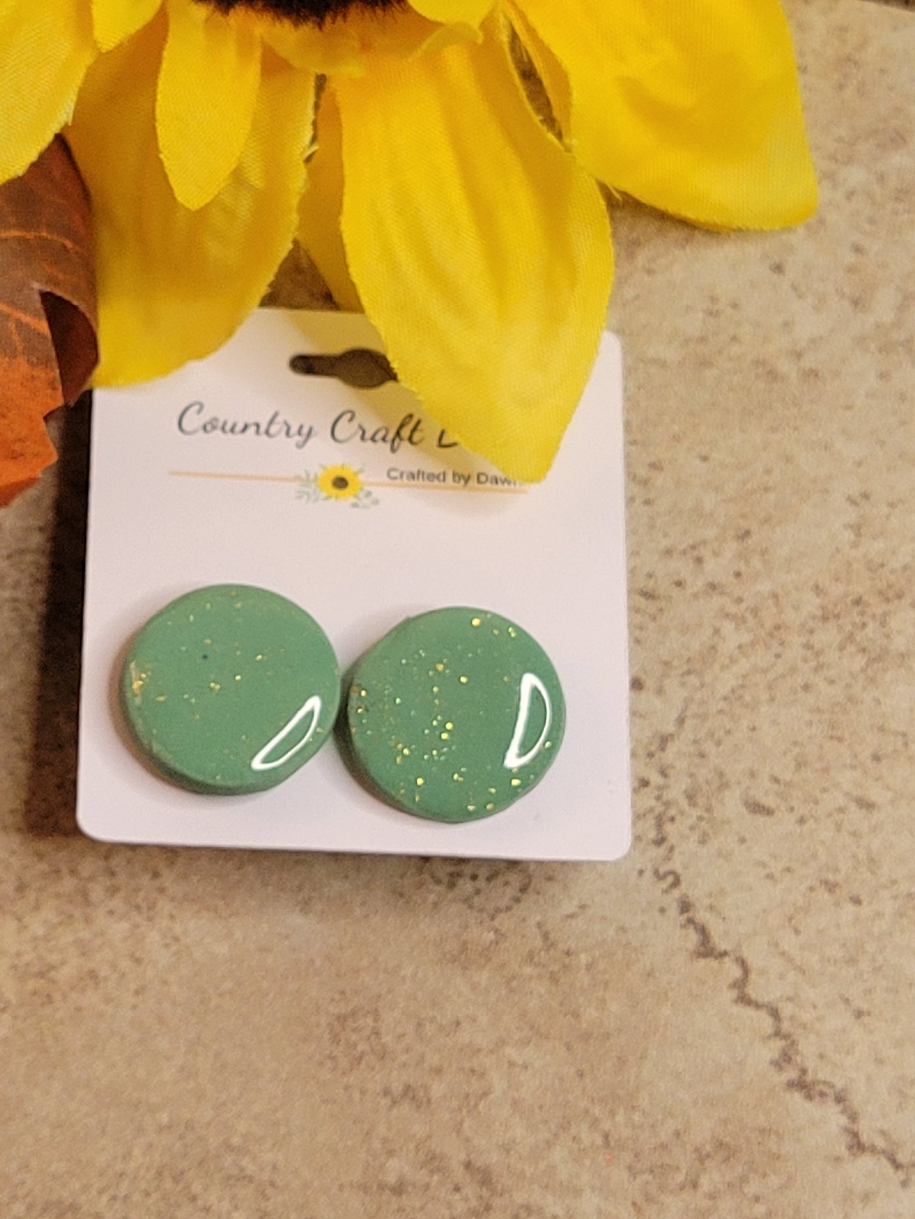 Golden Sage - Green Country Craft Barn Earrings (#355E)