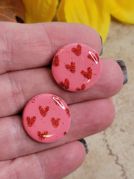 Sweetheart Sparkle - Pink Country Craft Barn Earrings (#356E)