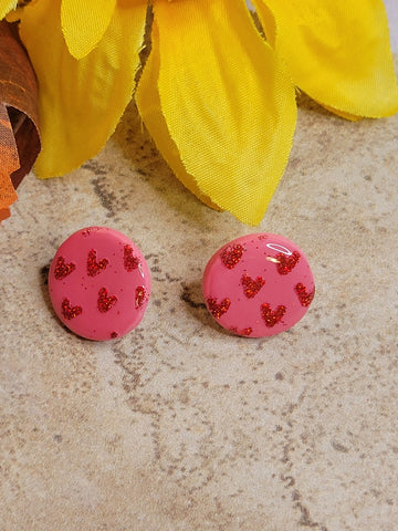 Sweetheart Sparkle - Pink Country Craft Barn Earrings (#356E)