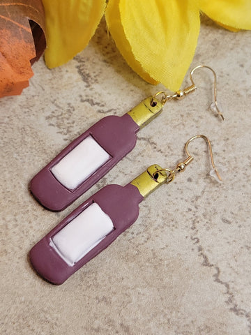 Sip Happens - Burgundy Country Craft Barn Earrings (#358E)