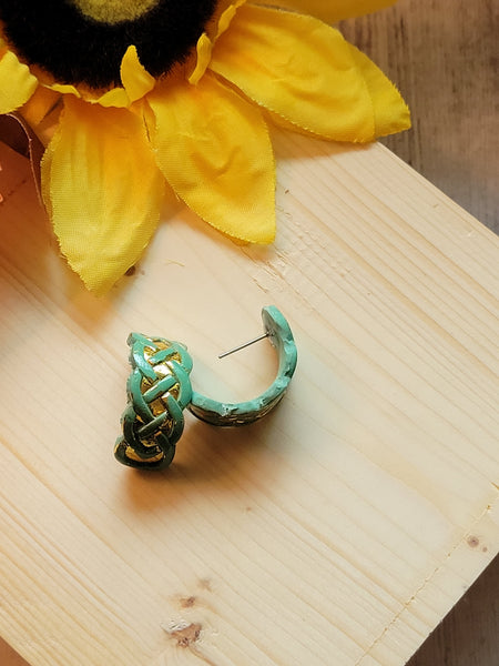 Emerald Weave - Green Country Craft Barn Earrings (#360E)