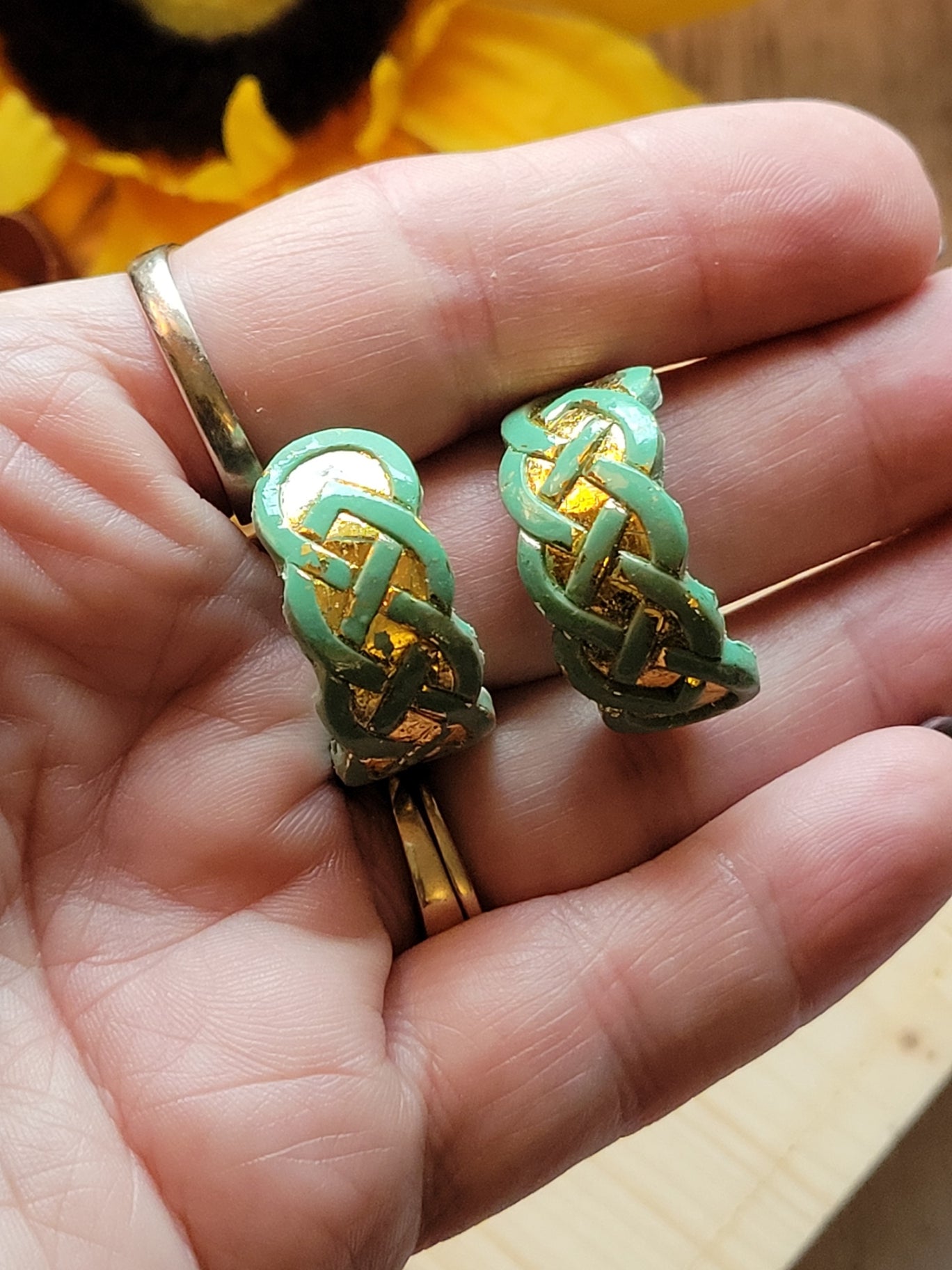 Emerald Weave - Green Country Craft Barn Earrings (#360E)