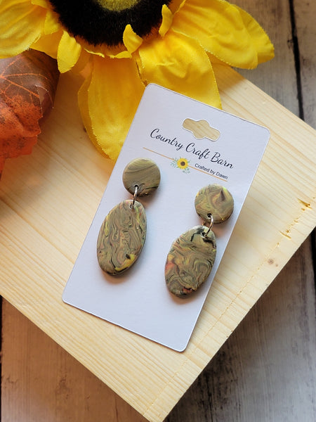 Woodland Marble Post - Marble Country Craft Barn Earrings (#361E)